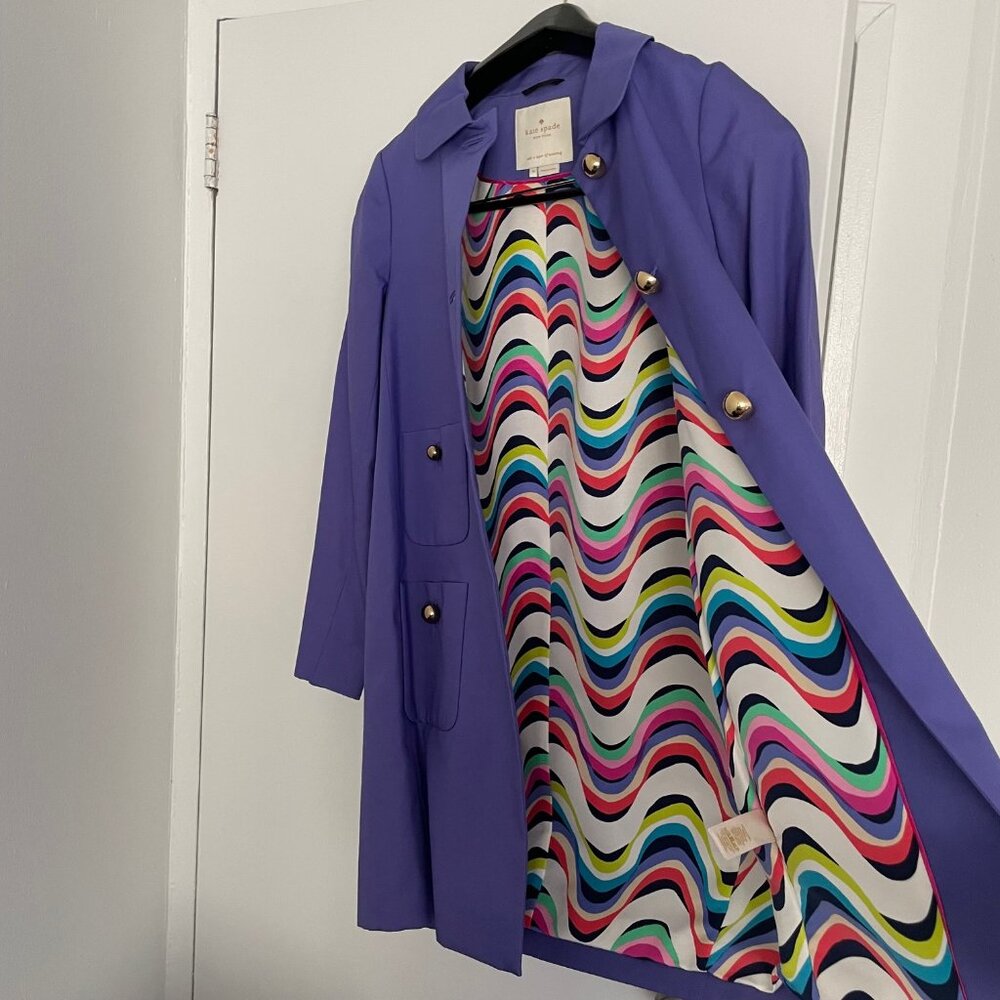 Kate Spade Bright Periwinkle/Purple Trench Coat - Picture 5 of 12
